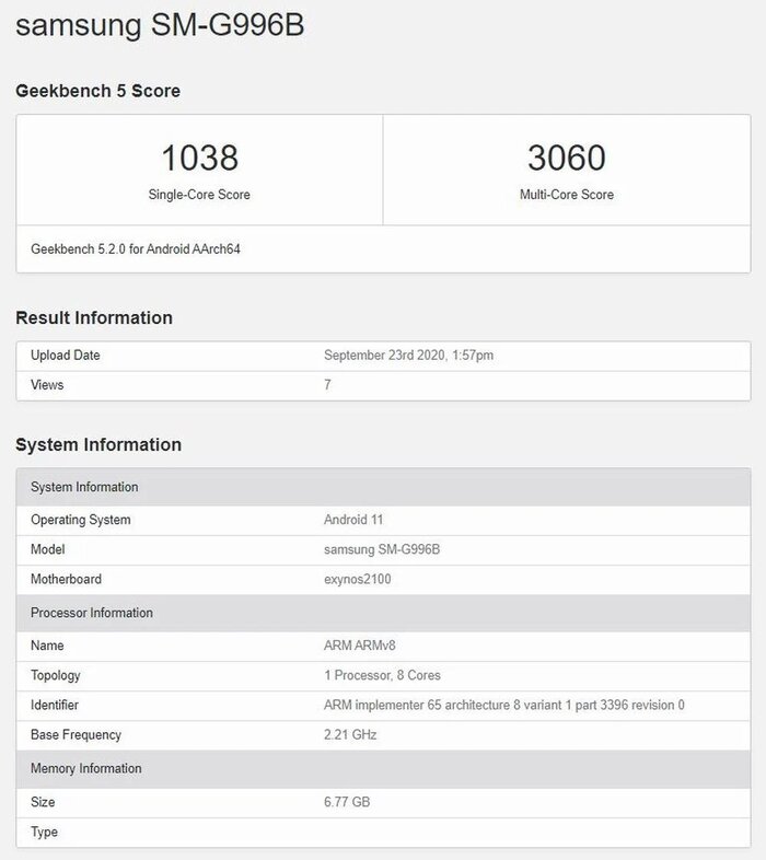 Samsung exynos 1000 specs, benchmark results