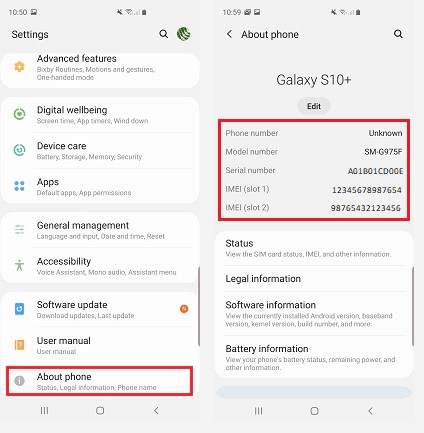 how to know phone model number