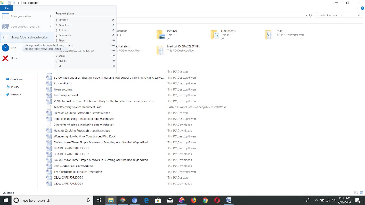 delete File Explorer Search History in Windows 10 