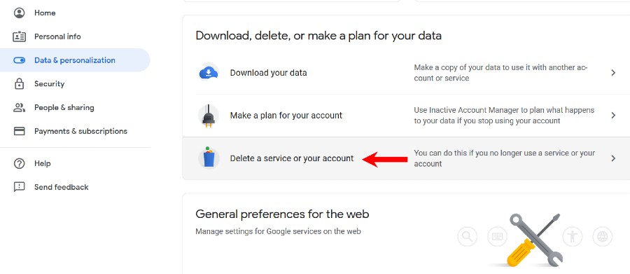 how to delete google account