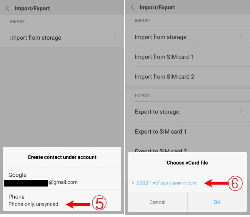 how to import contact on xiaomi device