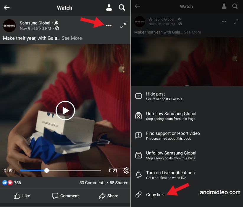 how to download Facebook video in samsung browser